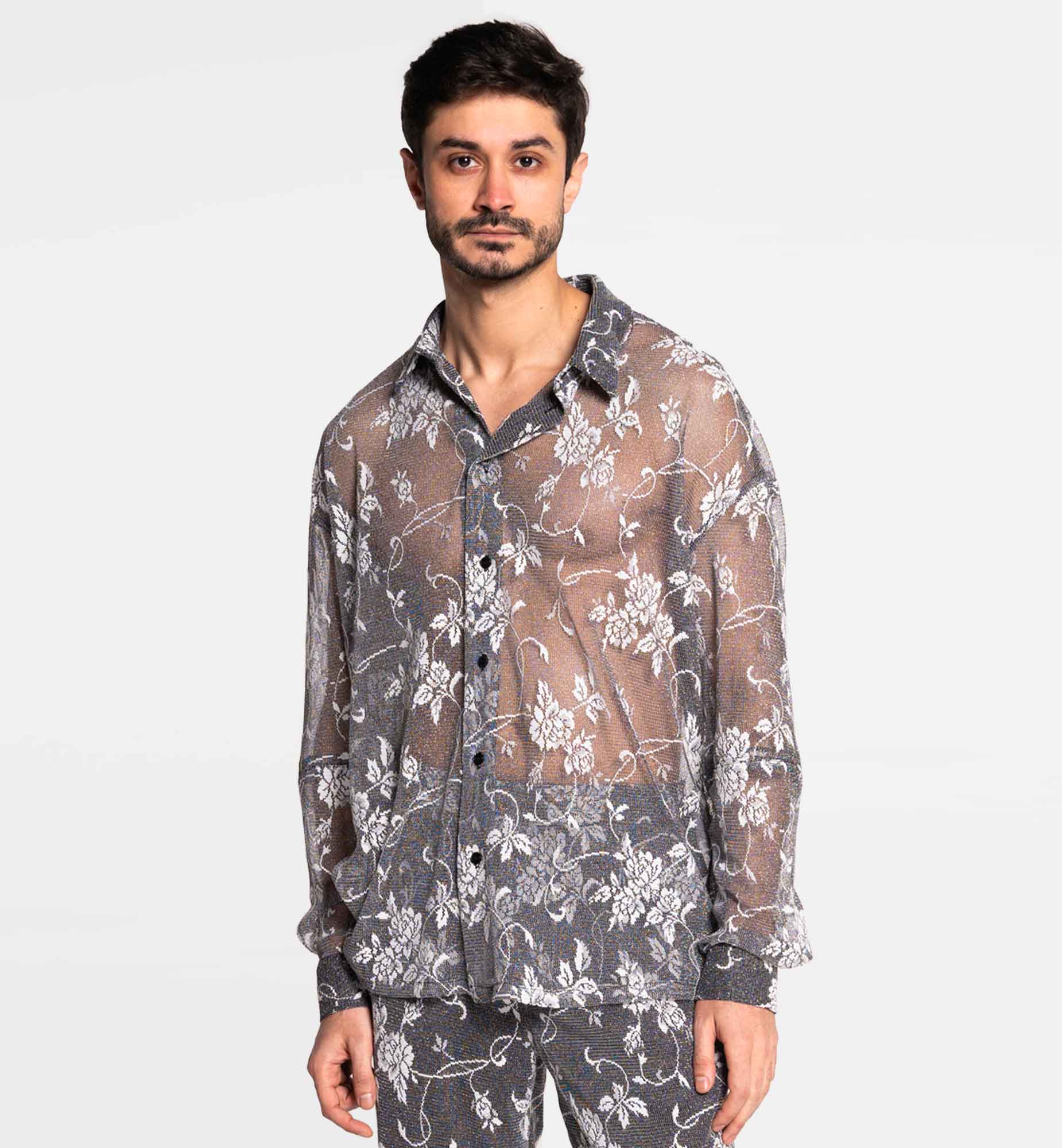 CHEMISE À MANCHE LONGUE OVERSIZE EN MAILLE BRODÉE