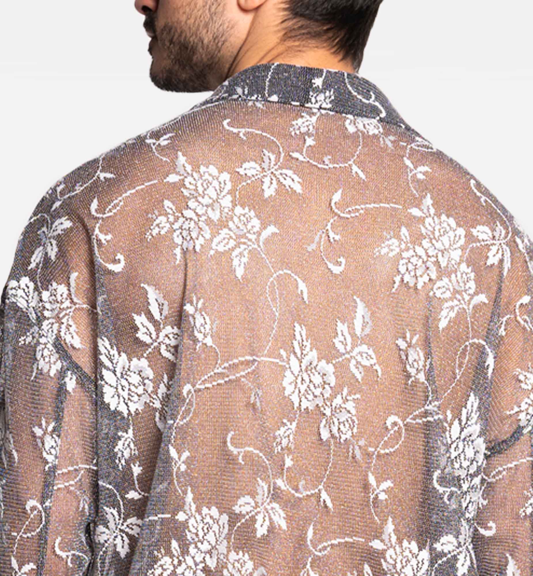 CHEMISE À MANCHE LONGUE OVERSIZE EN MAILLE BRODÉE