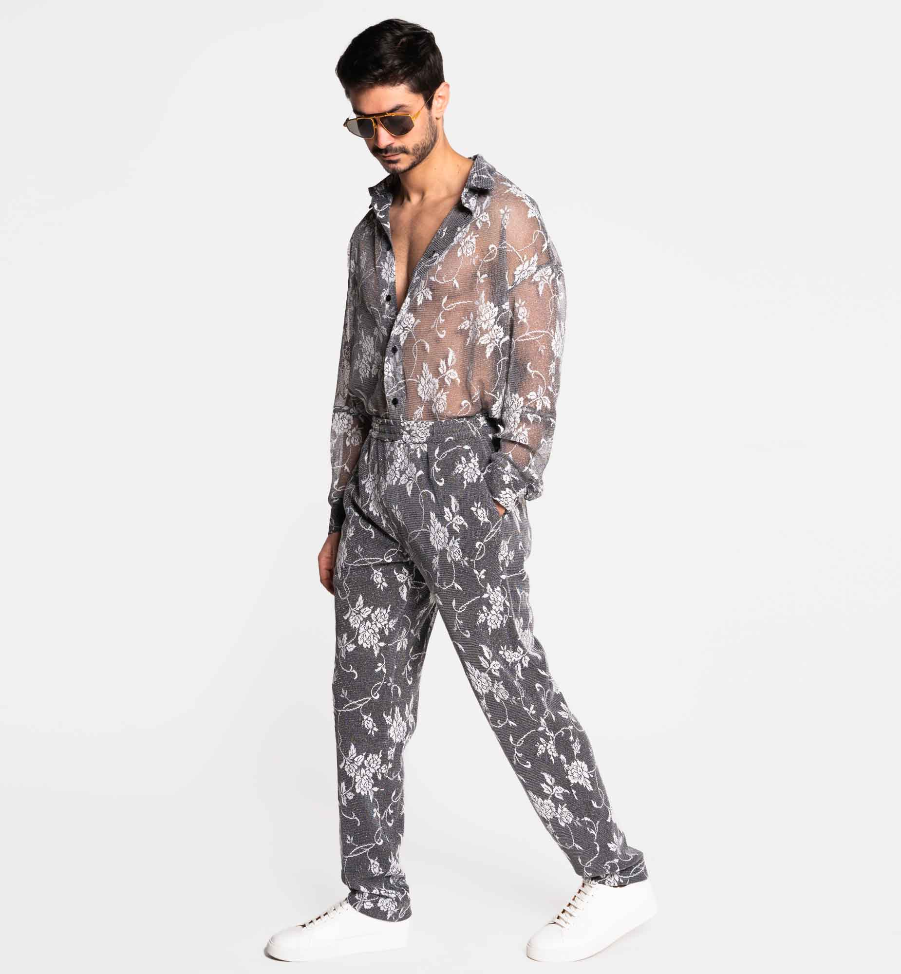 CHEMISE À MANCHE LONGUE OVERSIZE EN MAILLE BRODÉE