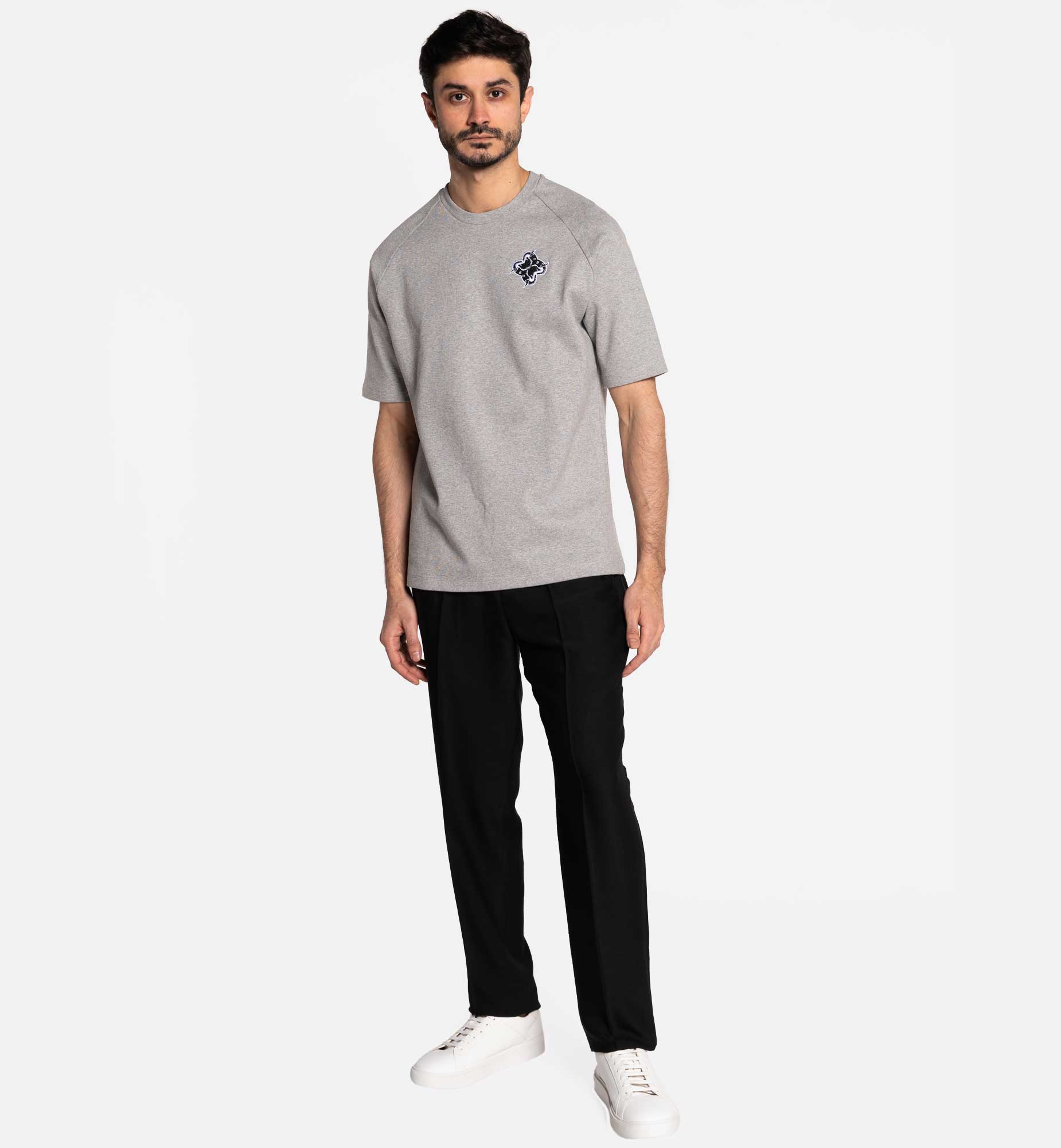 HERITAGE ICON RELAXED FIT T-SHIRT IN LIGHT GRAY VISCOSE