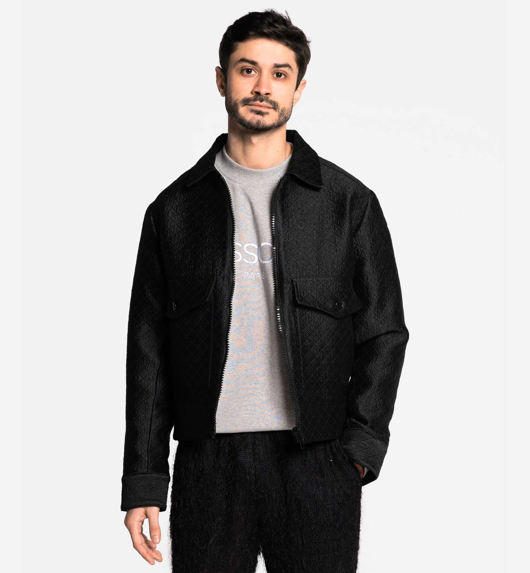 VESTE ICONIQUE POCHE CARRÉ TEXTURÉE NOIR