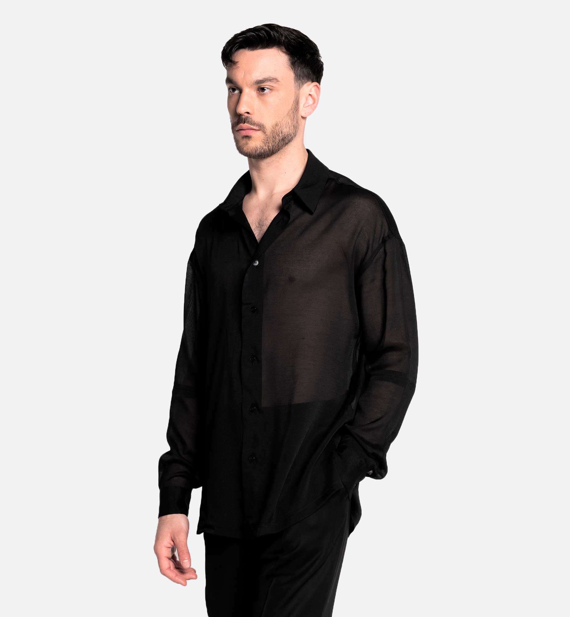 CHEMISE À MANCHE LONGUE OVERSIZE EN MOUSSELINE