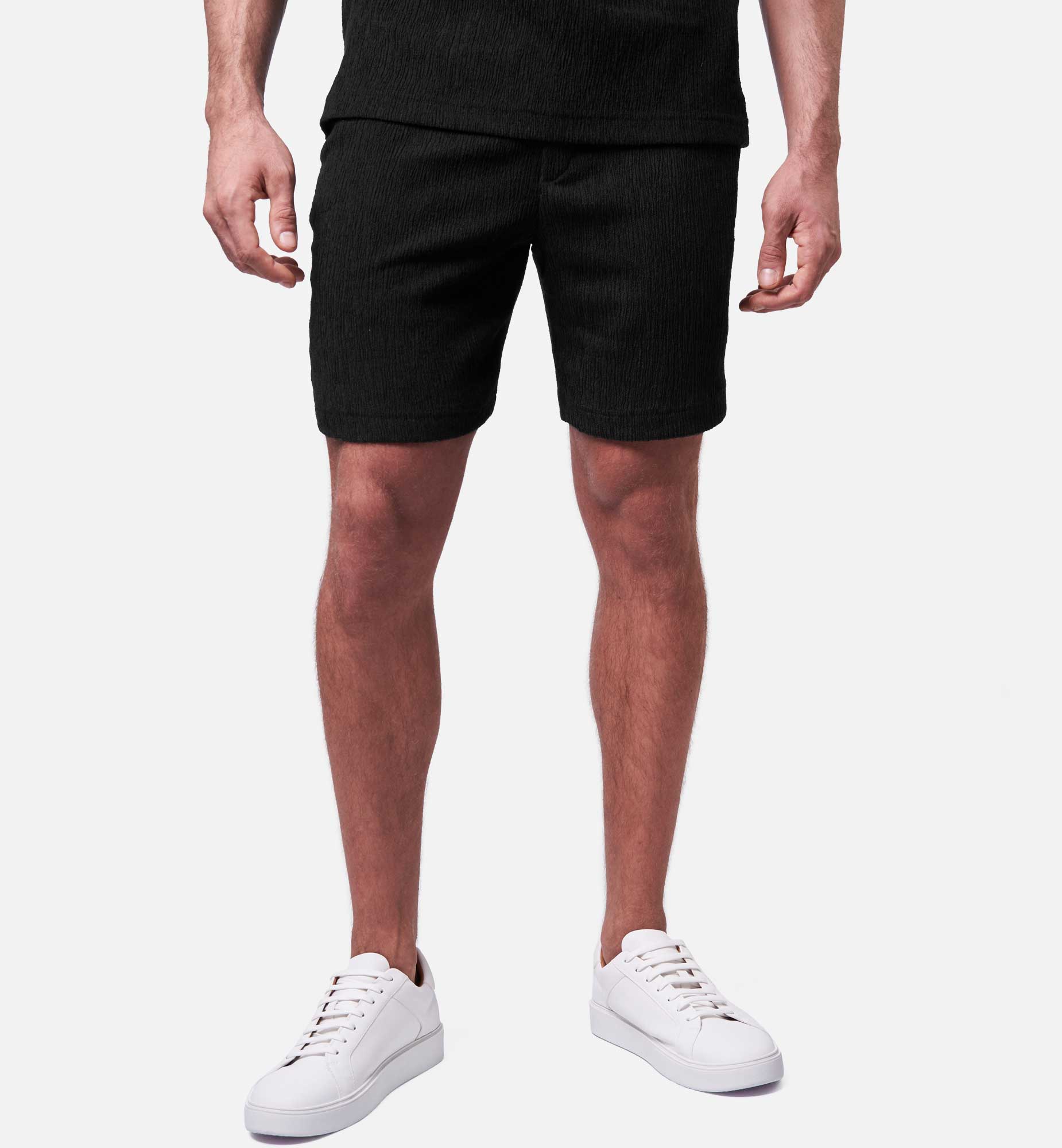 BERMUDA NOIR EN MAILLE TEXTURÉ