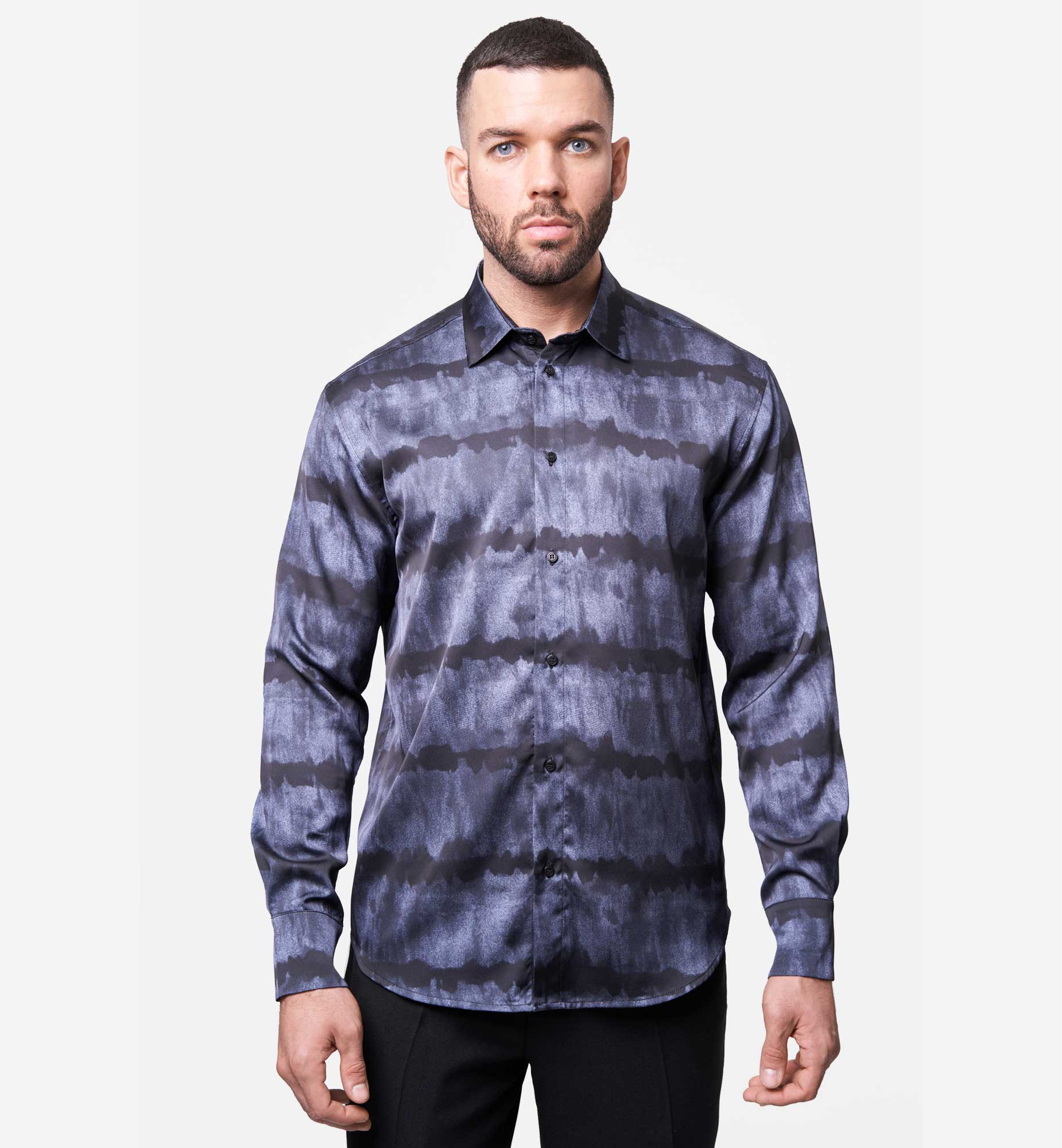 NAVY SUNSET VISCOSE SHIRT