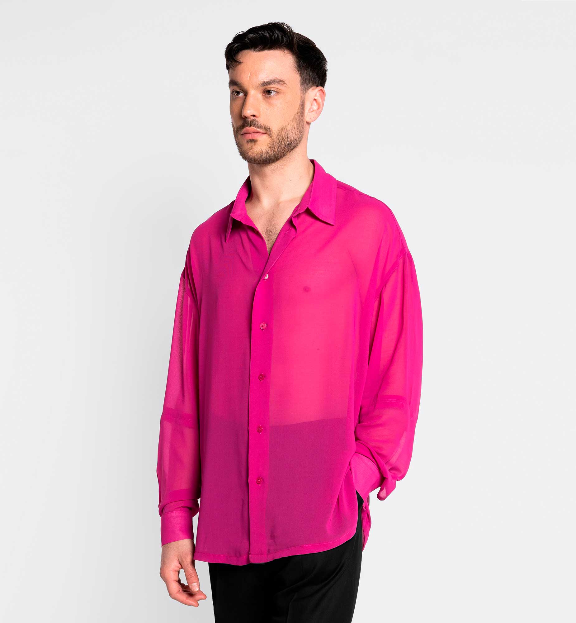 CHEMISE À MANCHE LONGUE OVERSIZE EN MOUSSELINE
