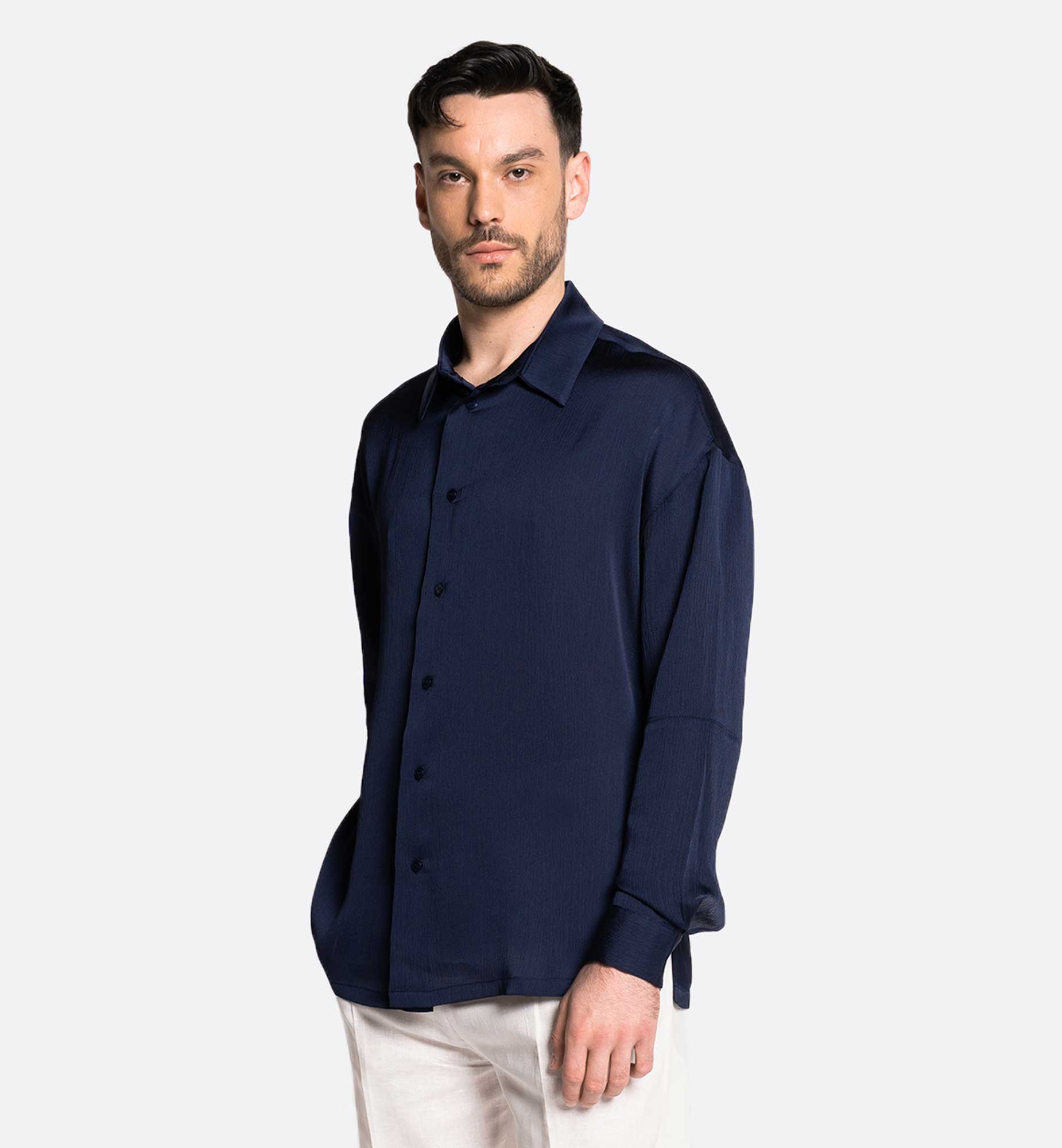 CHEMISE À MANCHE LONGUE OVERSIZE EN SOIE