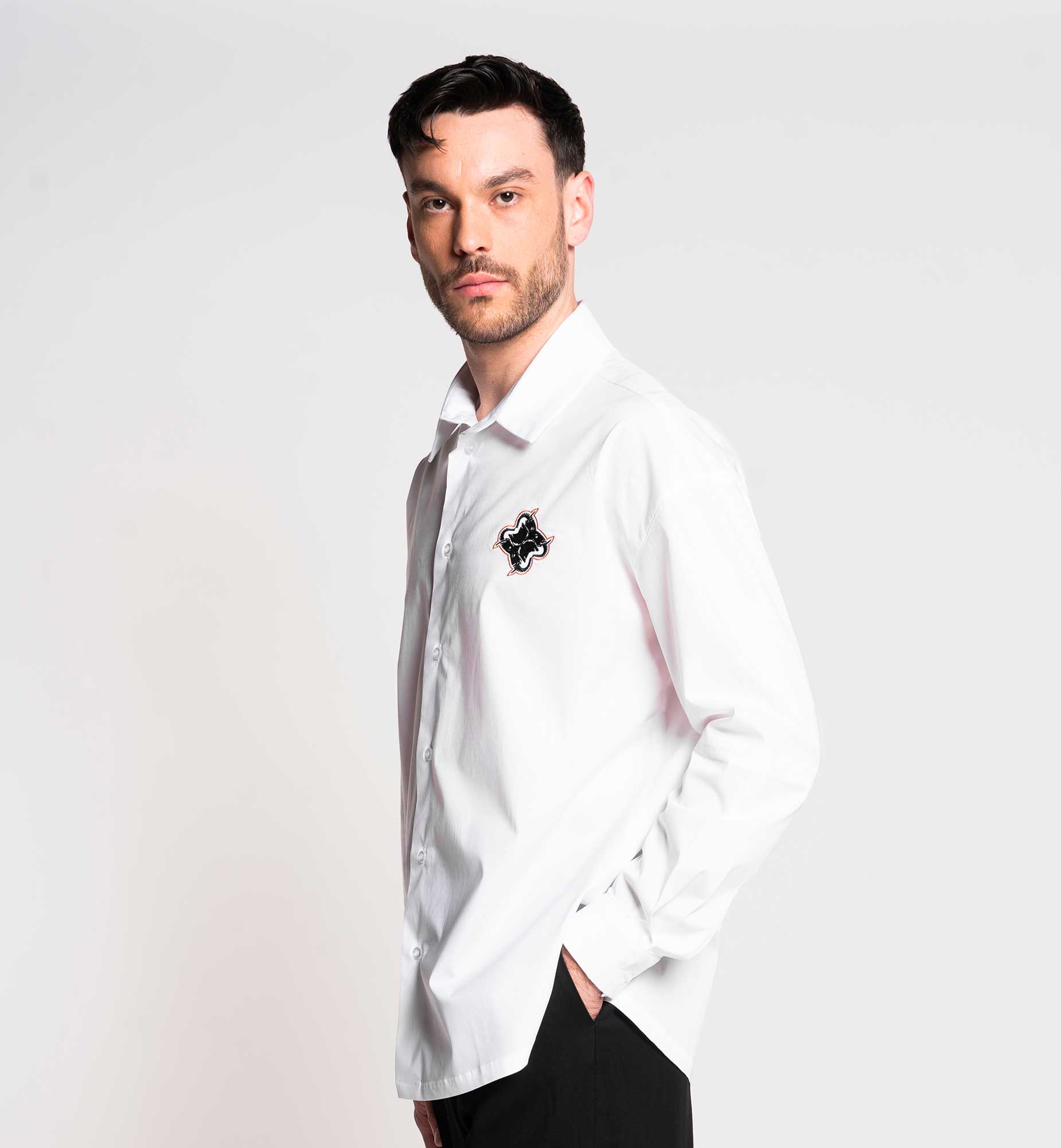 CHEMISE À MANCHE LONGUE BLANCHE OVERSIZE EN COTON