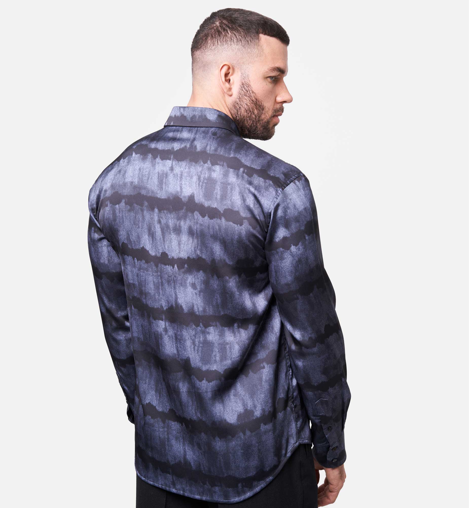 NAVY SUNSET VISCOSE SHIRT