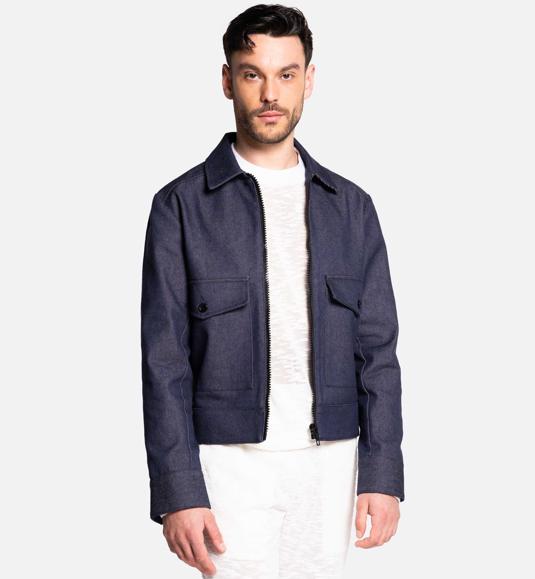 VESTE ICONIQUE POCHE CARRÉ DENIM BLEU