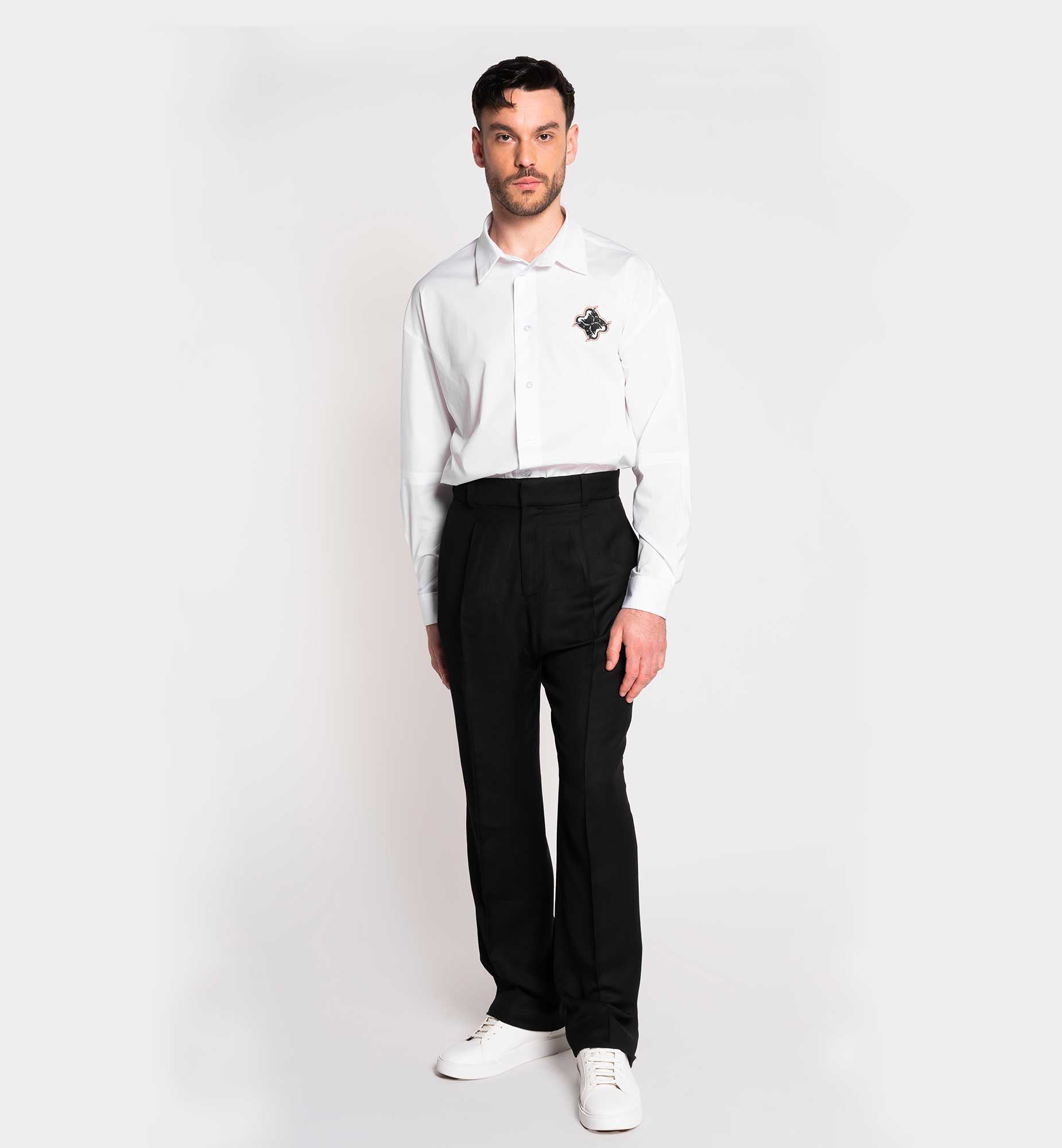 CHEMISE À MANCHE LONGUE BLANCHE OVERSIZE EN COTON