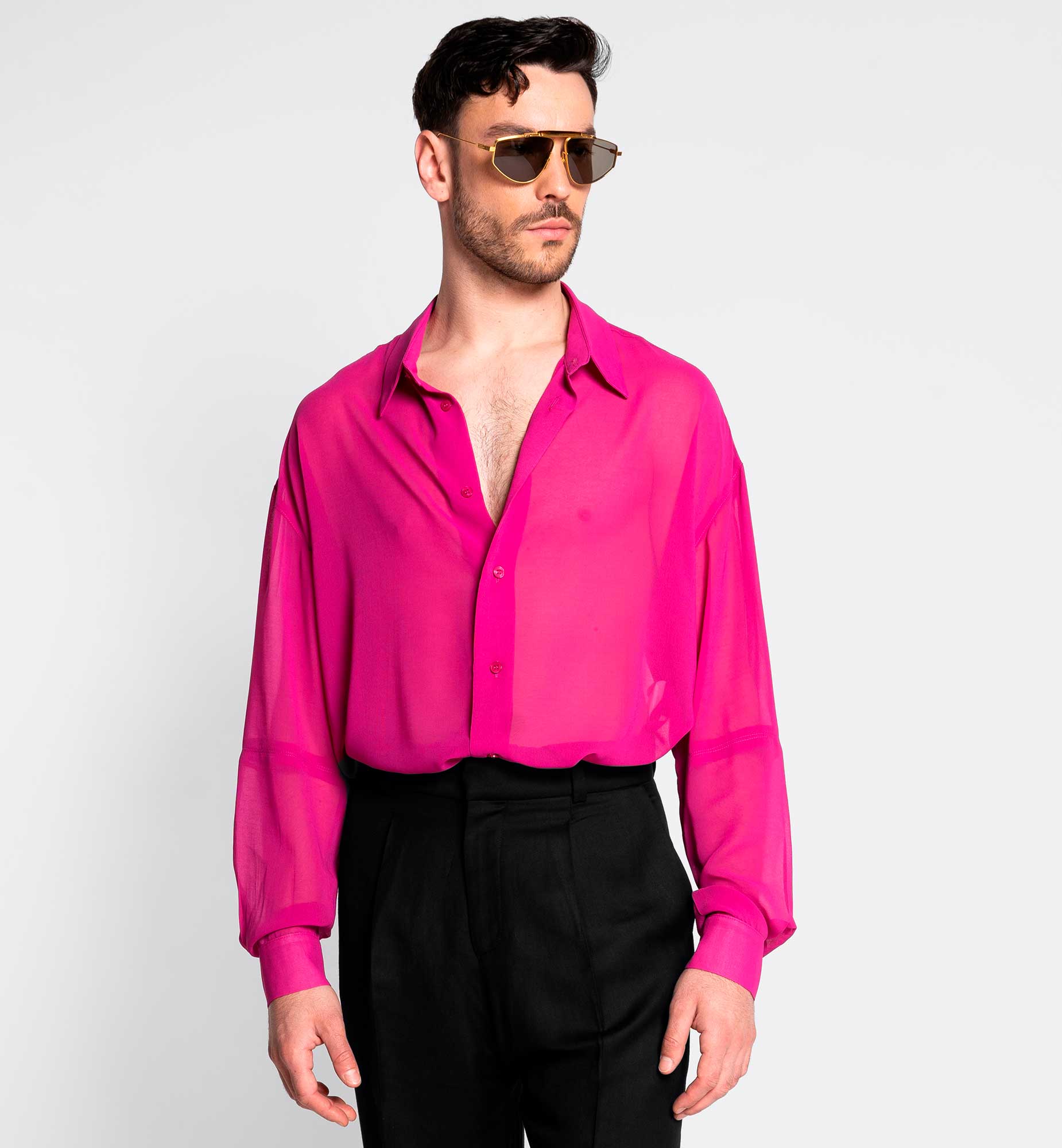 CHEMISE À MANCHE LONGUE OVERSIZE EN MOUSSELINE