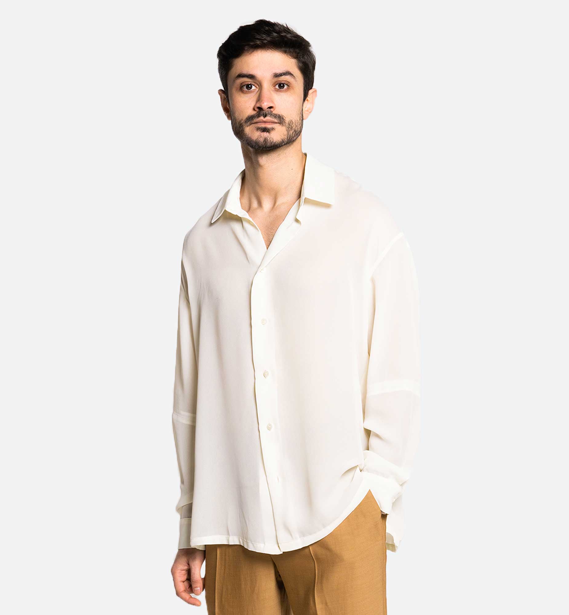 CHEMISE À MANCHE LONGUE OVERSIZE EN MOUSSELINE