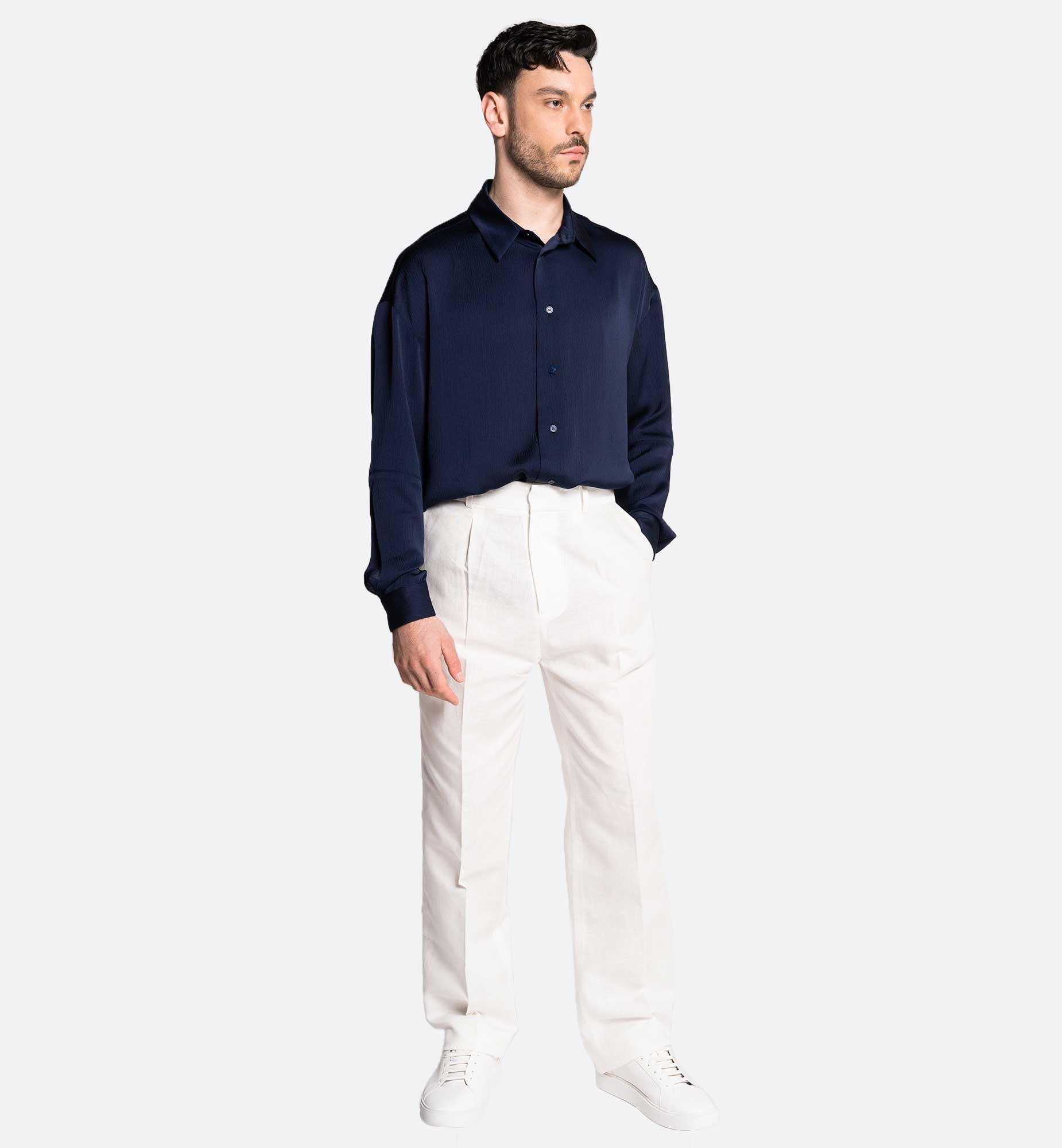 CHEMISE À MANCHE LONGUE OVERSIZE EN SOIE