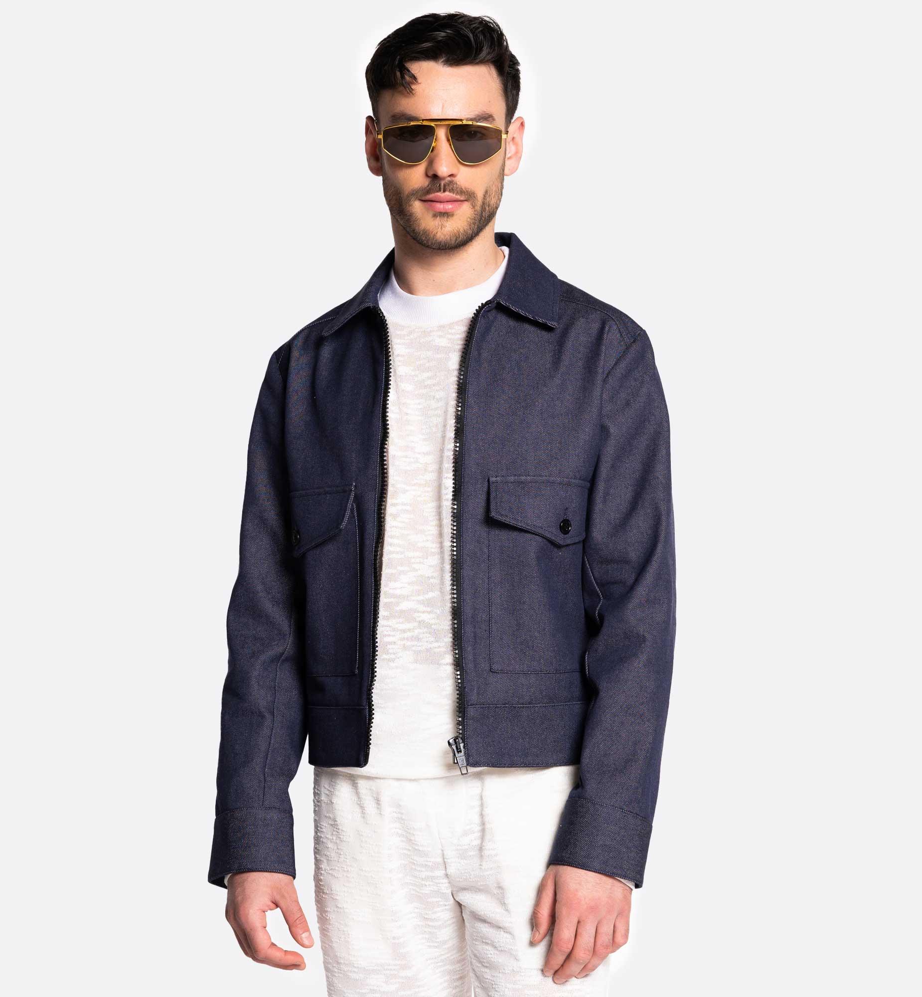 VESTE ICONIQUE POCHE CARRÉ DENIM BLEU