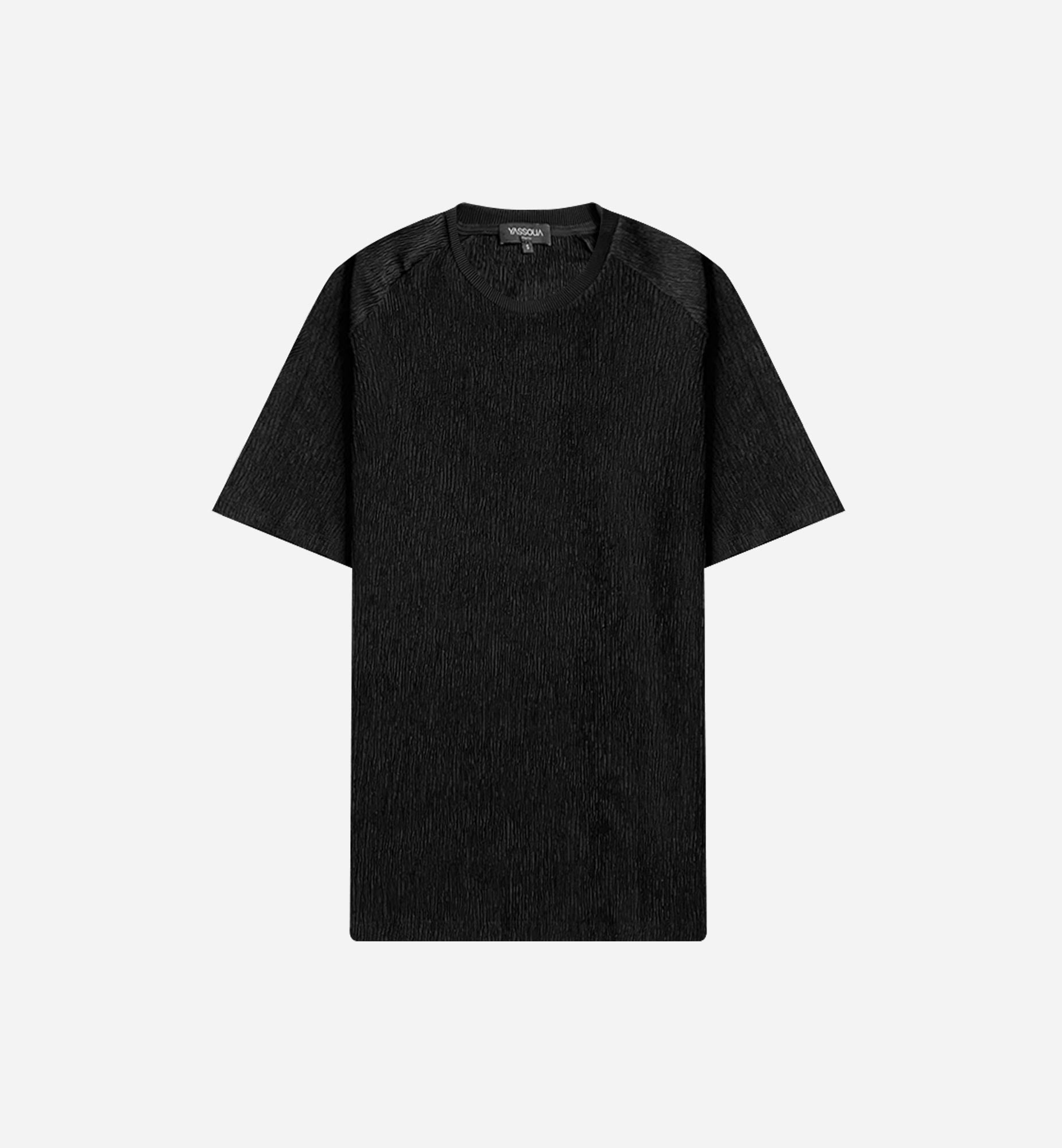 T-SHIRT HÉRITAGE ICON COUPE RELAX EN VISCOSE NOIR TEXTURÉE