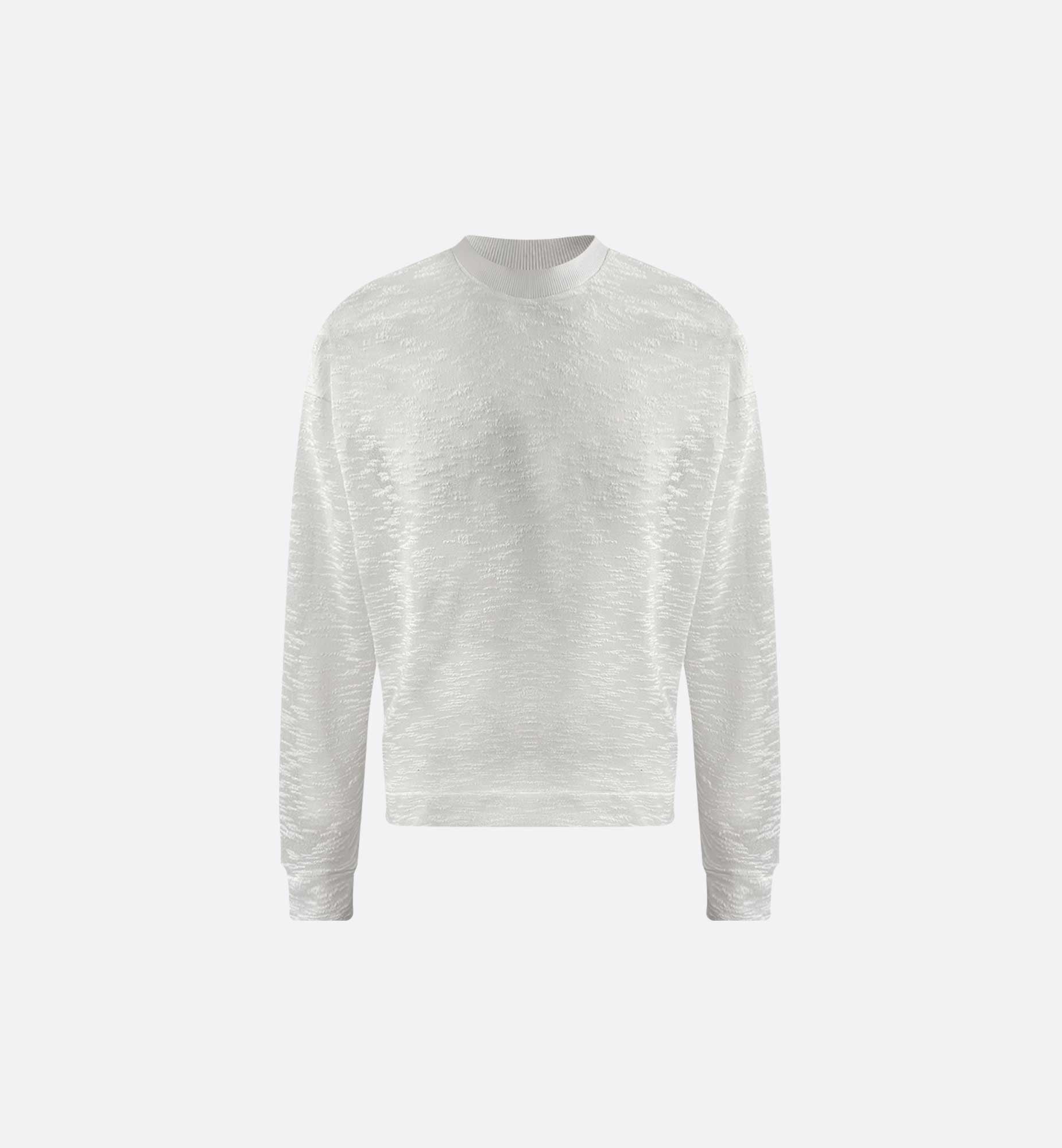 PULL RAS-DU-COU BLANC CASSÉ EN MAILLE TISSÉ