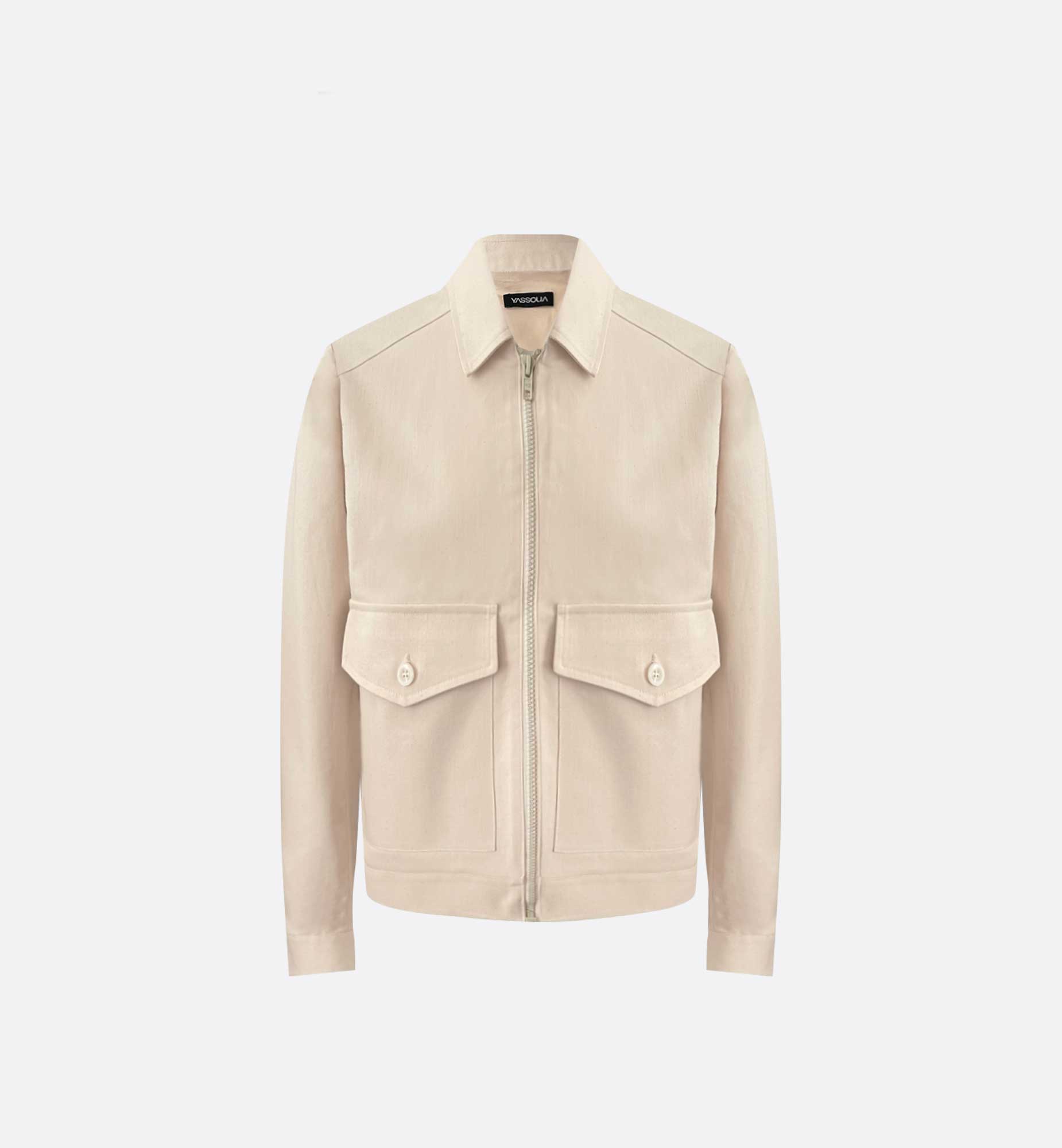 ICONIC SQUARE POCKET BEIGE DENIM JACKET