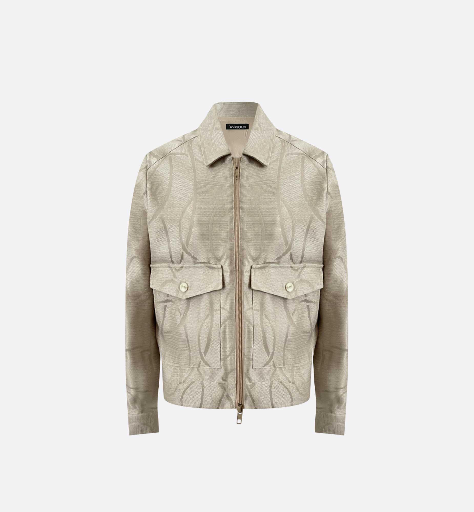 VESTE ICONIQUE POCHE CARRÉ JACQUARD ECRU