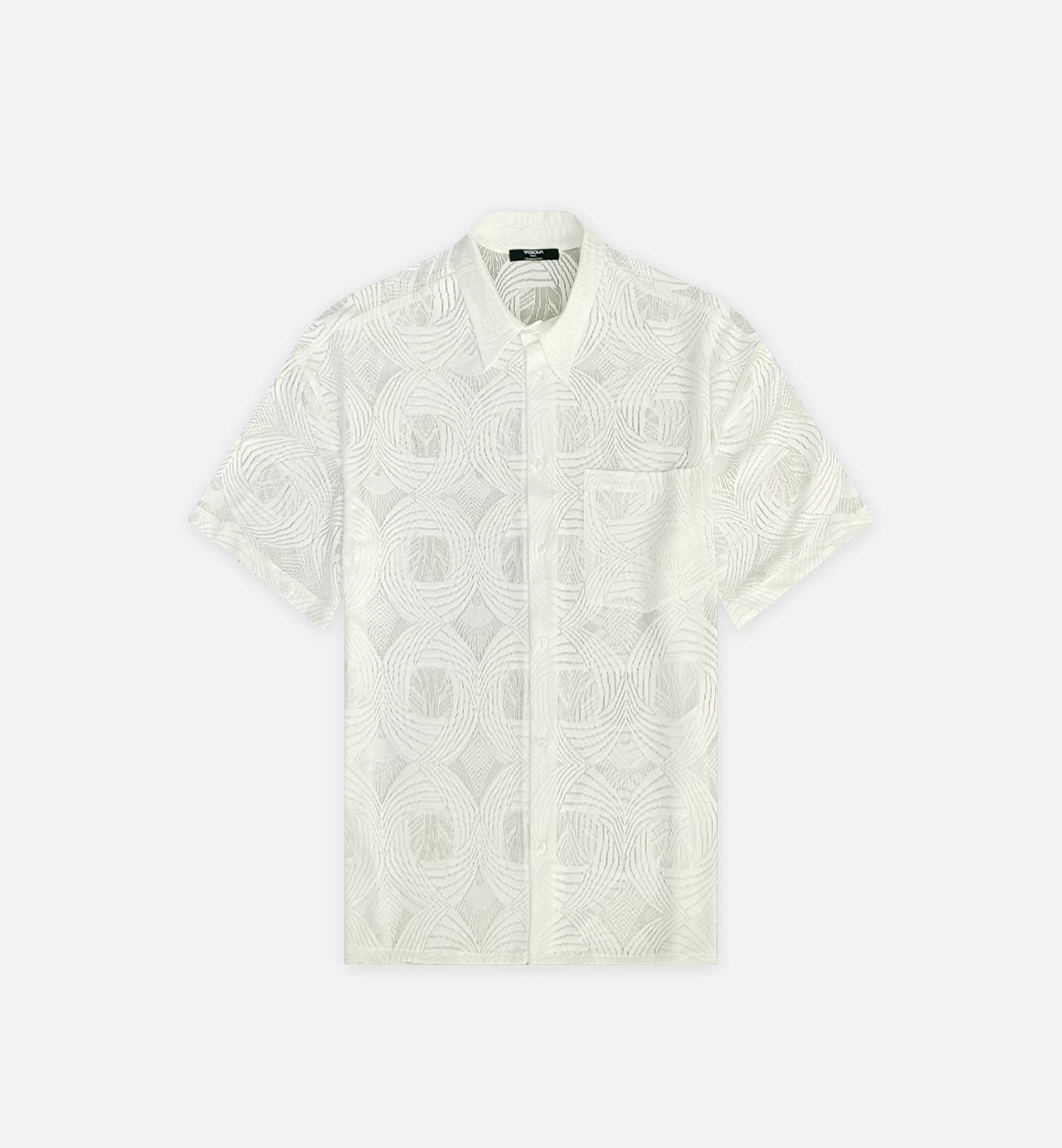 CHEMISE À MANCHES COURTES EN DENTELLE CRÈME