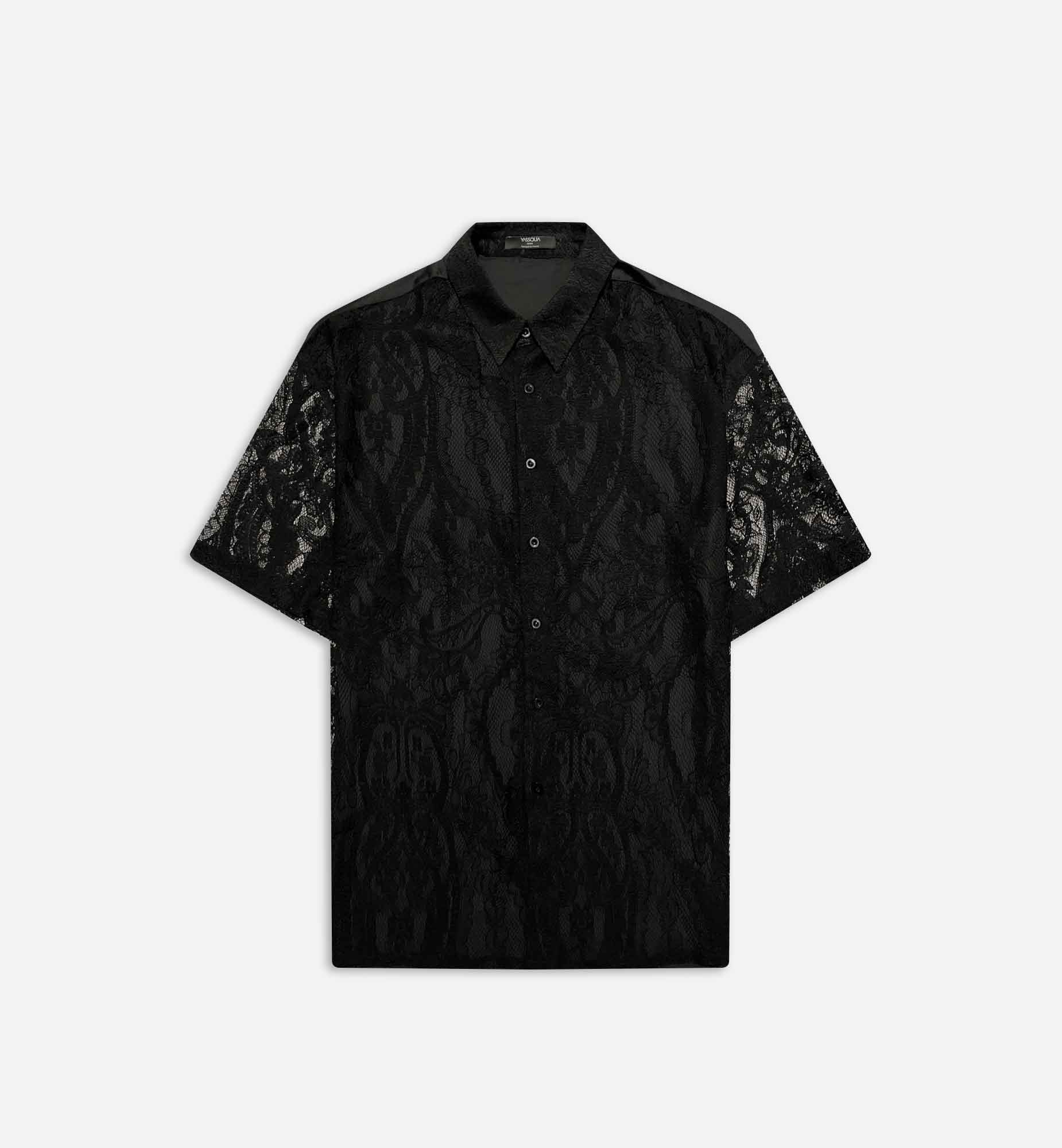 CHEMISE NOIR EN DENTELLE BAROQUE