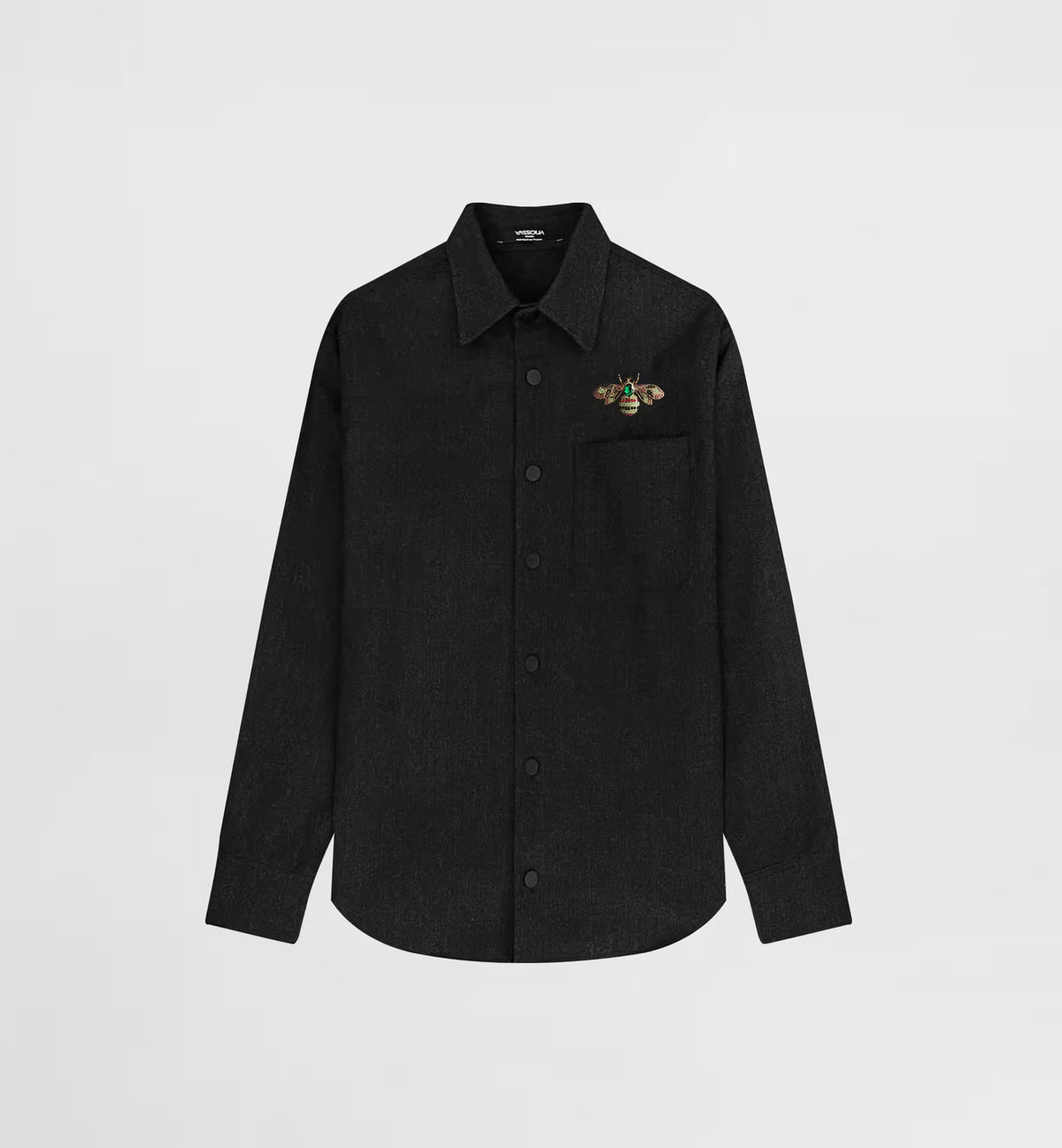 Surchemise en laine anthracite avec broche pour homme – YASSOUA Paris