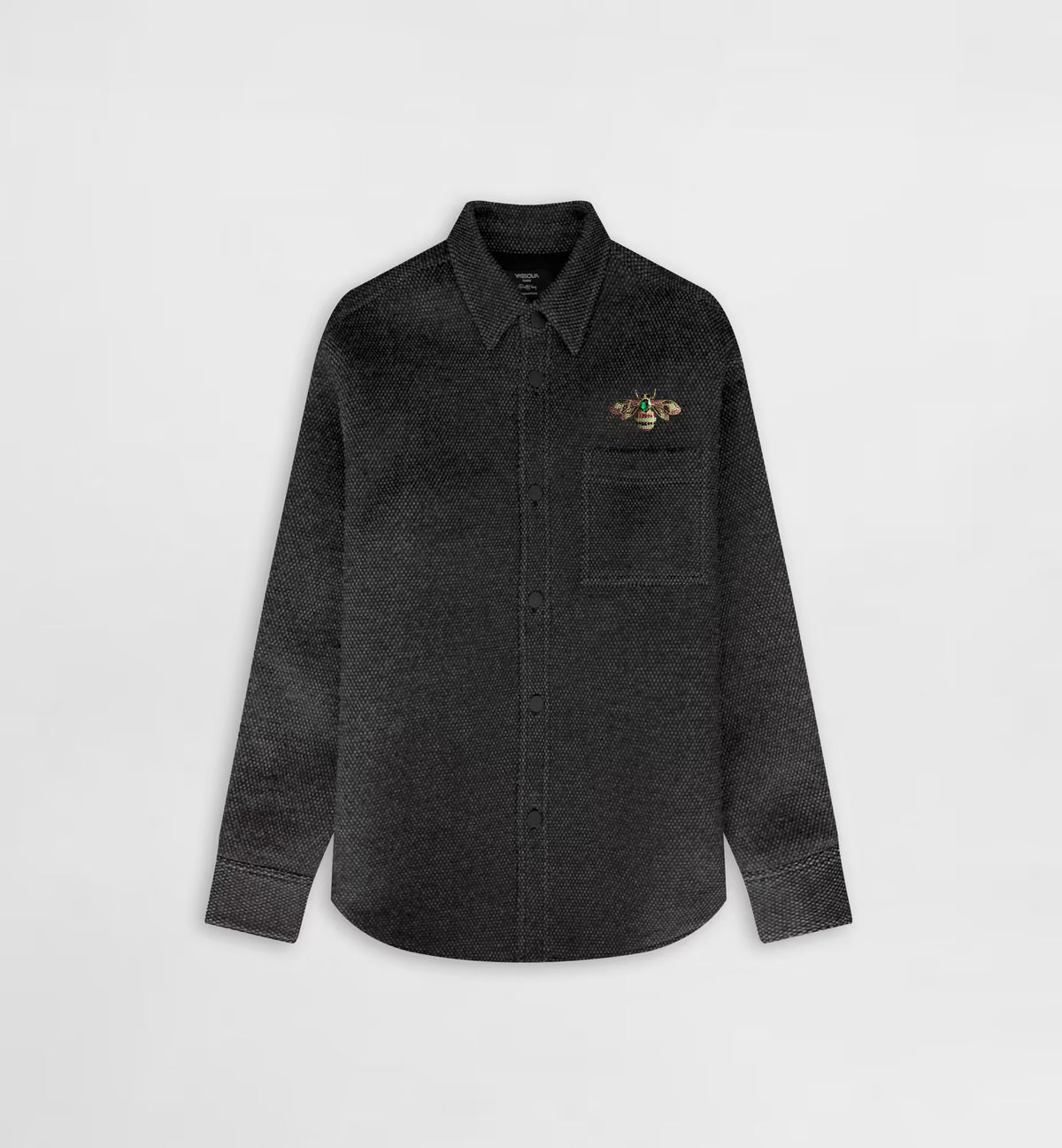 Surchemise oversize homme en laine gris anthracite à motif – YASSOUA Paris