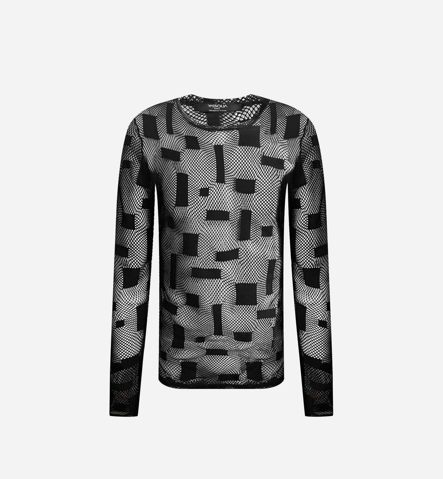 TOP DJAKA COL ROND EN MAILLE MOTIFS