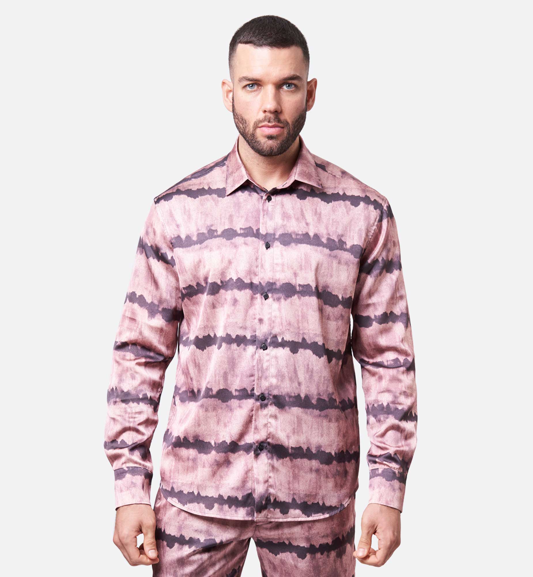 PINK SUNSET PRINTED VISCOSE SHIRT