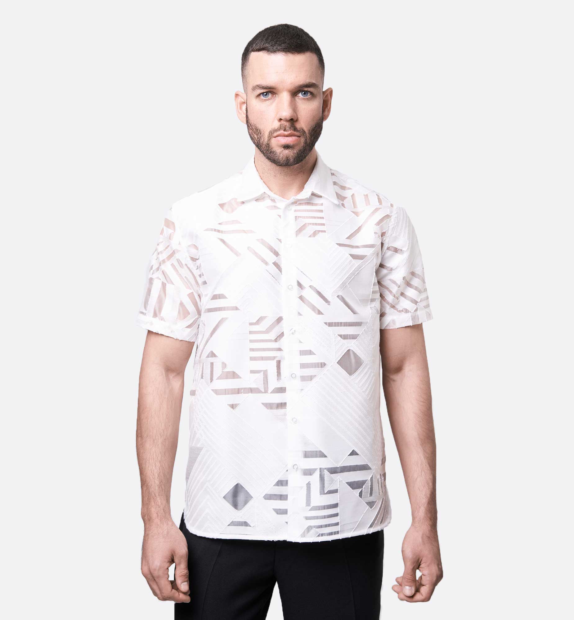 CHEMISE EN VISCOSE GRAPHIQUE TRANSPARENT