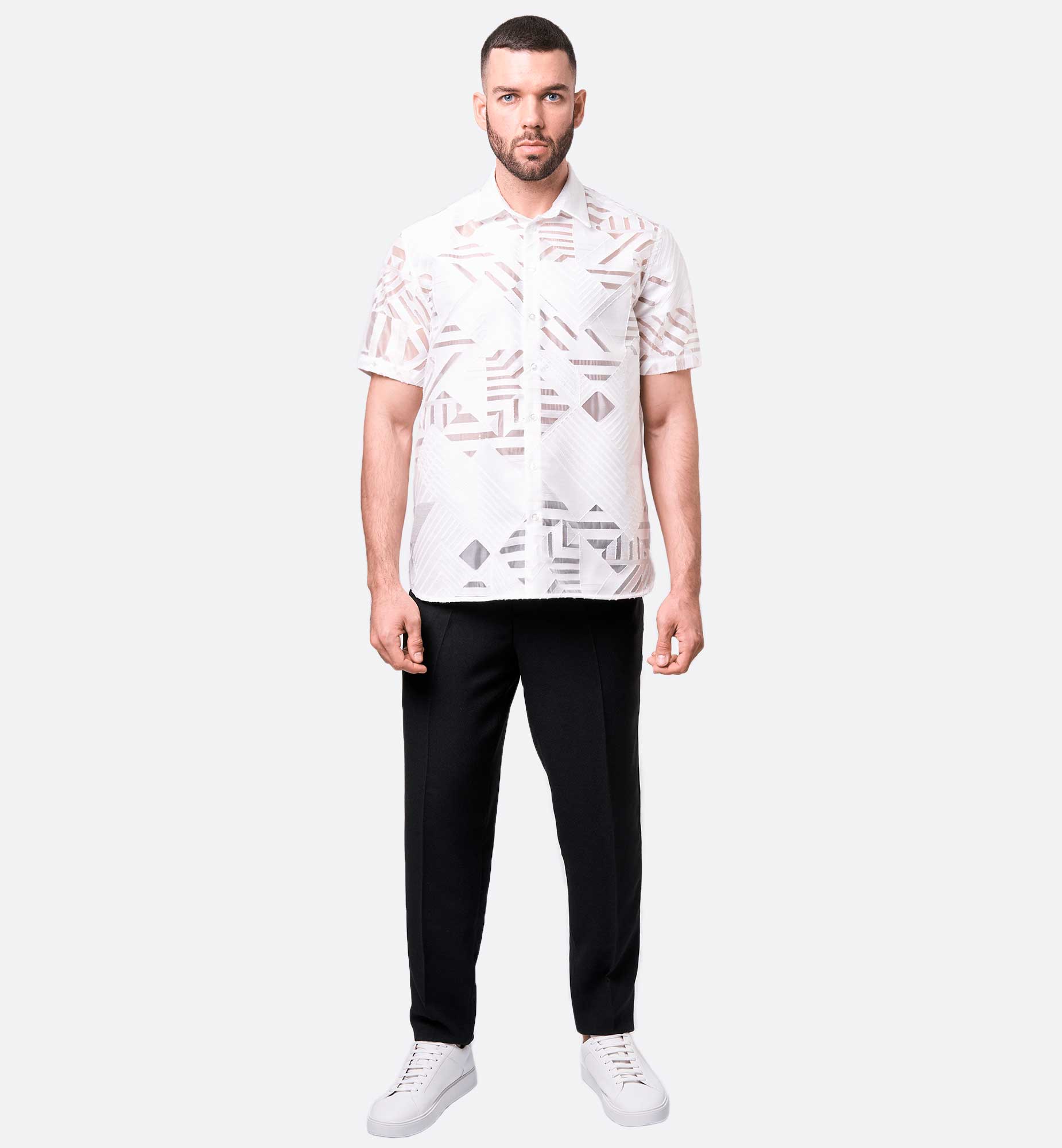 CHEMISE EN VISCOSE GRAPHIQUE TRANSPARENT