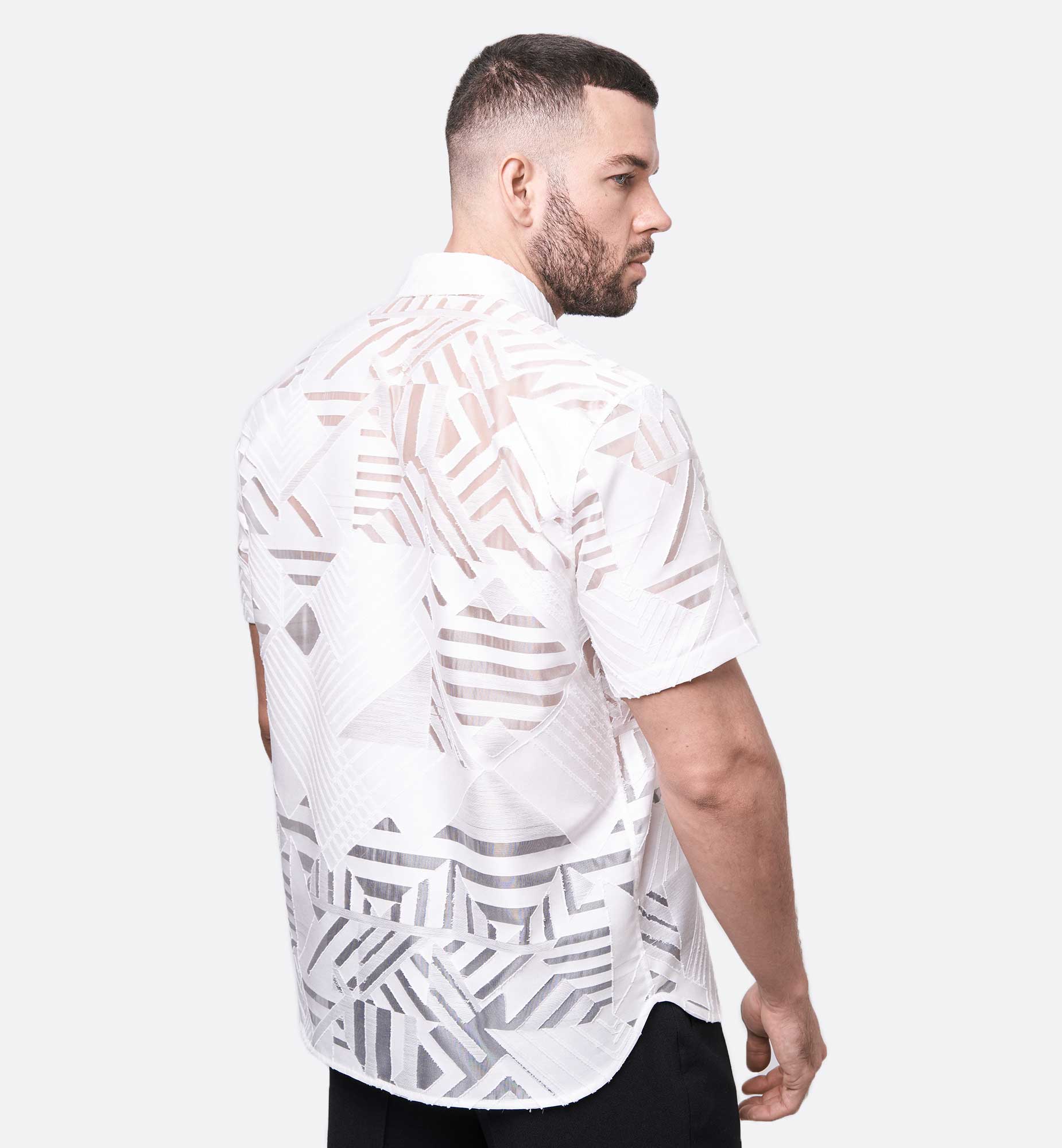 CHEMISE EN VISCOSE GRAPHIQUE TRANSPARENT