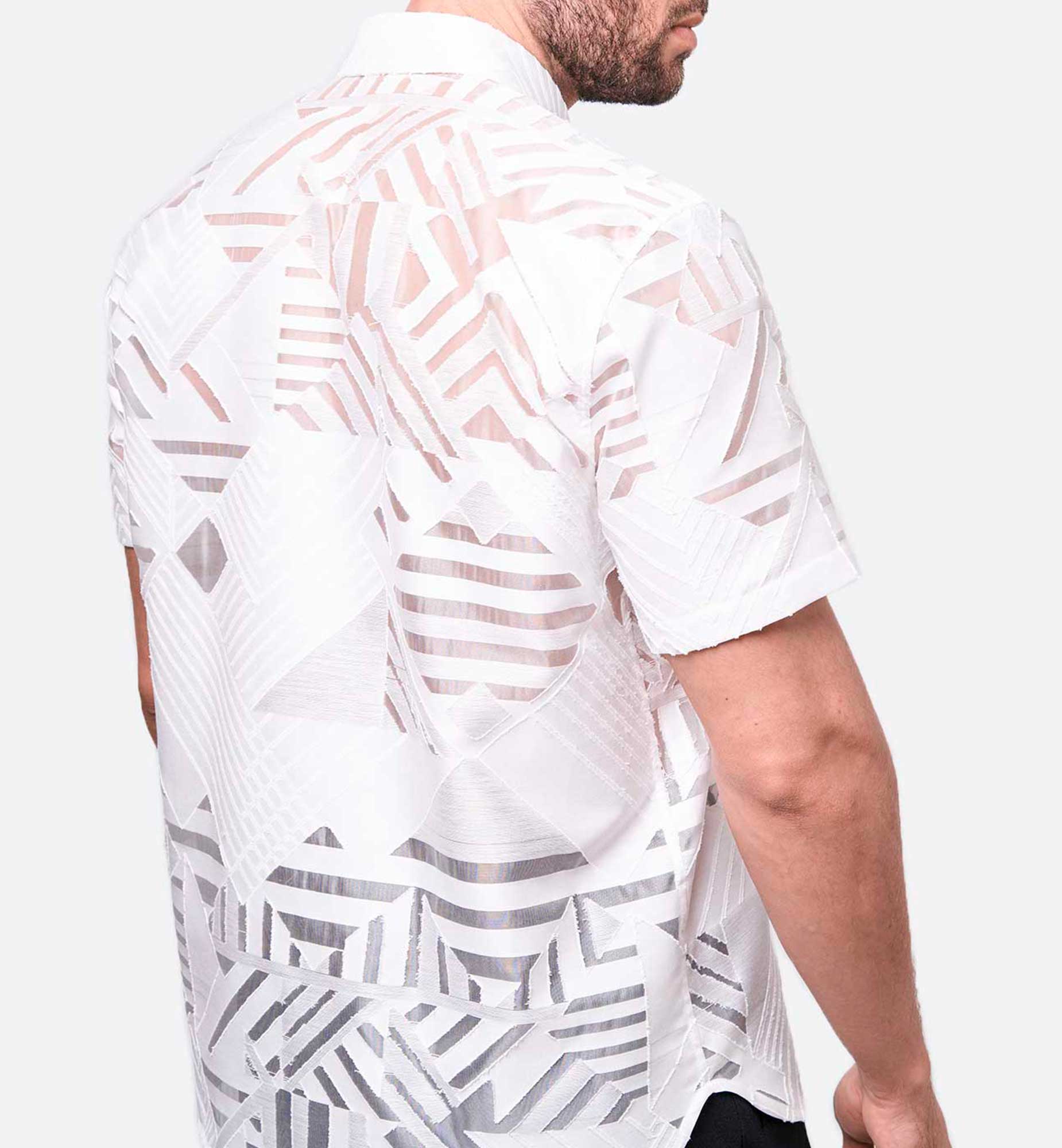 CHEMISE EN VISCOSE GRAPHIQUE TRANSPARENT