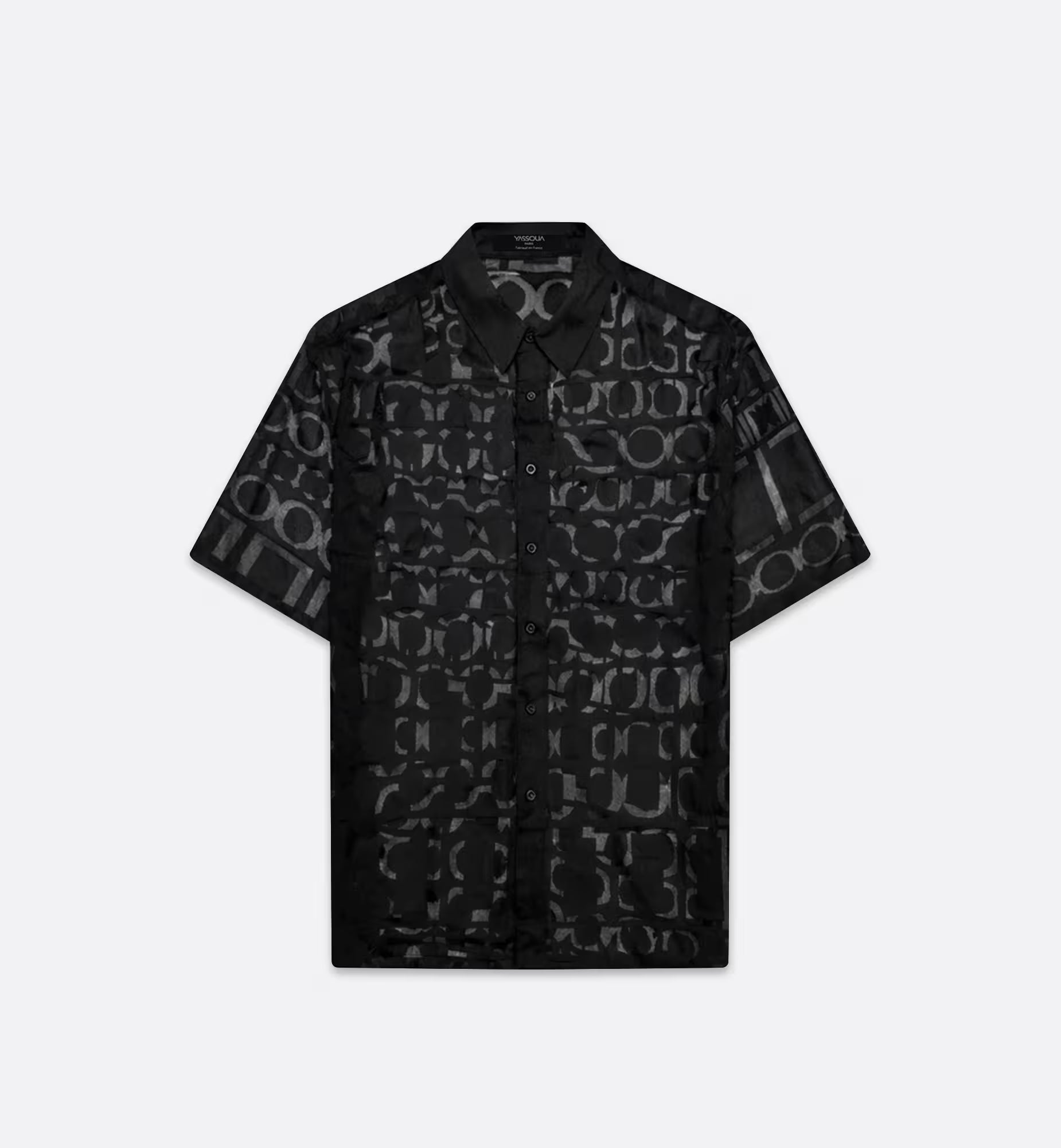 CHEMISE À MANCHES COURTES EN DENTELLE NOIR