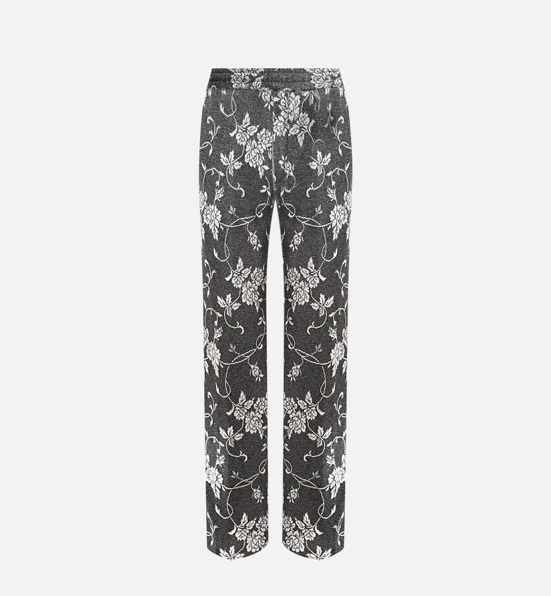 SILVER KNIT TROUSERS WITH ELASTIC BELT