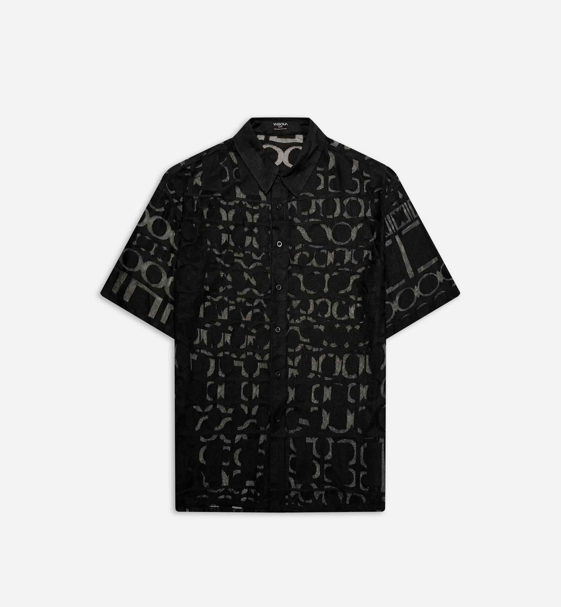 CHEMISE À MANCHES COURTES EN DENTELLE NOIR